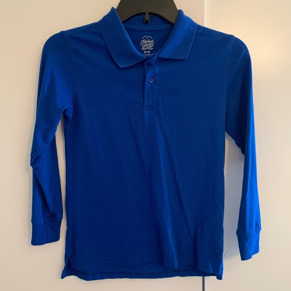 Faded Glory - Boys Blue Long Sleeve Polo Shirt